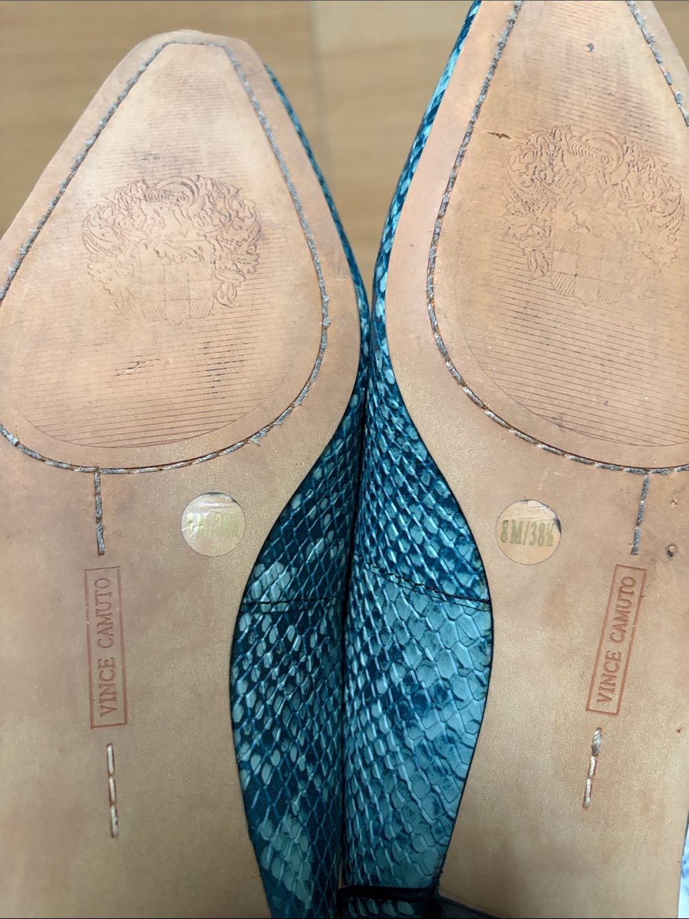 Vince Camuto Teal Snake-Print Loafers with Square Toe - Picture 6 of 8